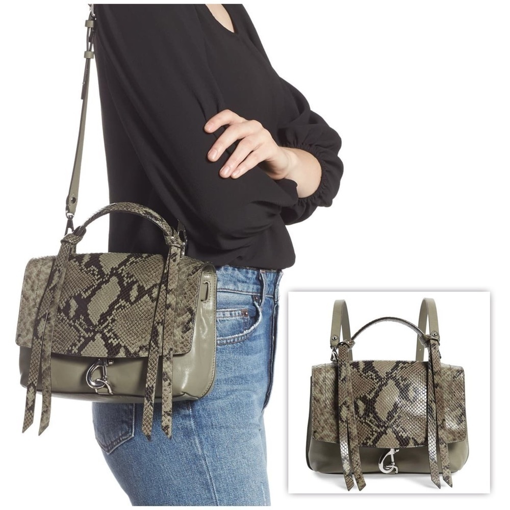 Rebecca Minkoff Green Stella Medium Convertible Backpack In Thyme Leather